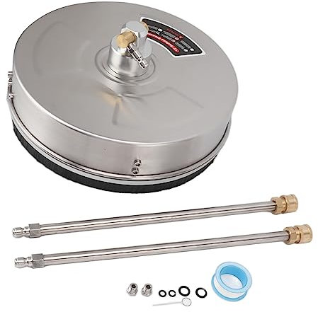 Wifehelper 13 Inch Stainless Steel Pressure Washer Surface Cleaner 4000 PSI with Extension Bar for Driveways and Sidewalks Pressure Washer Attachment