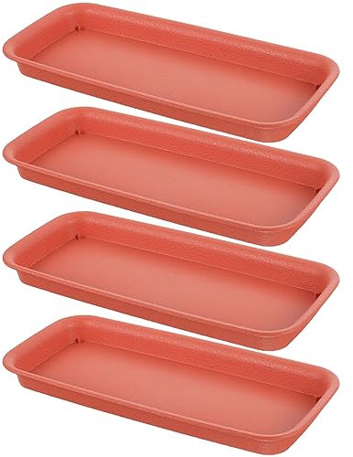 BESTonZON 4 Stück Kunststoff Untersetzer Rechteckige Pflanzentablett Pflanzgefäß Wasser Tropfschale für Pflanzen Untertassen für Blumentöpfe