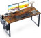 ODK Schreibtisch, 160x55x73,5cm Computertisch Bürotisch mit Kopfhörer Halter und Aufbewahrungstasche, Arbeitszimmer Holz PC Tisch Officetisch für Home, Office, Braun