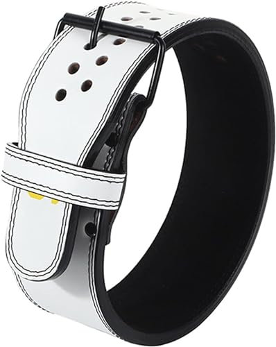 LYXLBX Gewichthebergürtel aus Leder für Gewichtheben, verstellbar, für Damen und Herren, Kniebeugen und Kreuzheben, Fitnessgürtel, verstellbarer Gewichthebergürtel,weiß-S