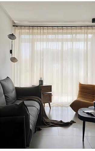 Mesnt Verdunklungsgardine, Raumverdunkelnde Thermovorhänge mit Blattstruktur, Beige, 137 x 214 cm