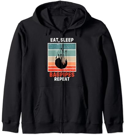 Retro Eat, Sleep Dudelsack Repeat Vintage Grunge Dudelsack Kapuzenjacke