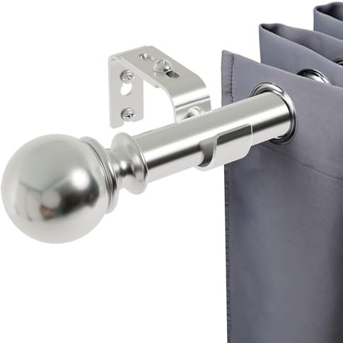 Bastone Tenda Per Interni Allungabile Con Terminali Rotondi e Staffa - Moderno Per Camera Da Letto e Soggiorno - Finestre 70-176 Cm