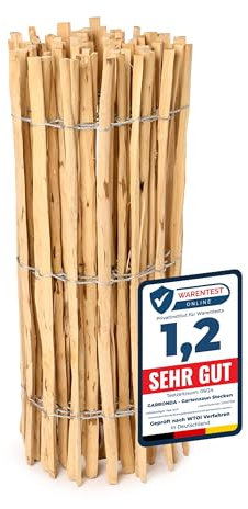 Garronda Recinzione Giardino Esterno in Legno di nocciolo, Recinzione da Giardino, staccionata in Legno GD-0079 (Distanza doghe: 3-5 cm, 100 cm x 5m)