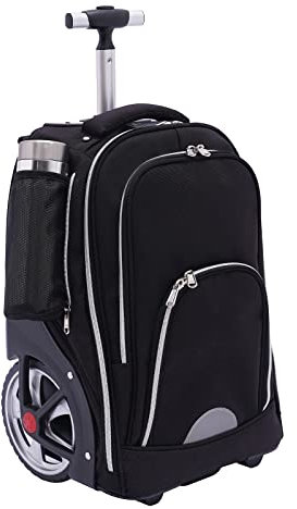 KAUITOPU Trolley Rucksack, 45L Laptoprucksack mit Rollen, Großer Business Rucksack, Wasserabweisend, Schwarz