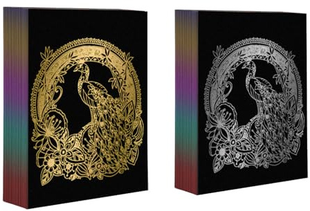 Uadme Kratzbilder, 40 Blatt A4 Gold Silber Kratzpapier für Kinder und Erwachsene, Laser Gravur Material für Handwerk Zeichenspielzeug Geschenke