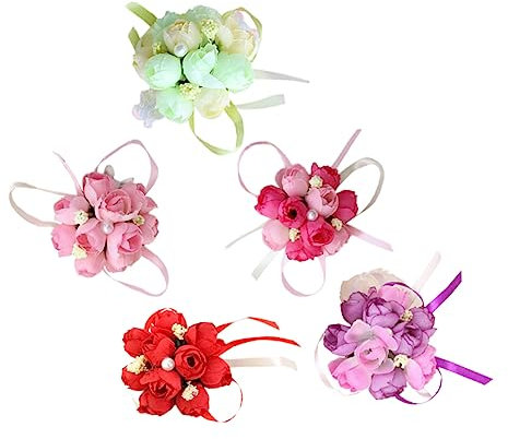 WATIIFUFU 5St Party-Handgelenksblume Hochzeitskorsage für die Braut Brautjungfer Handblume Handblumenarmband Handgelenk-Korsage-Armband Brosche Hochzeit Handgelenk