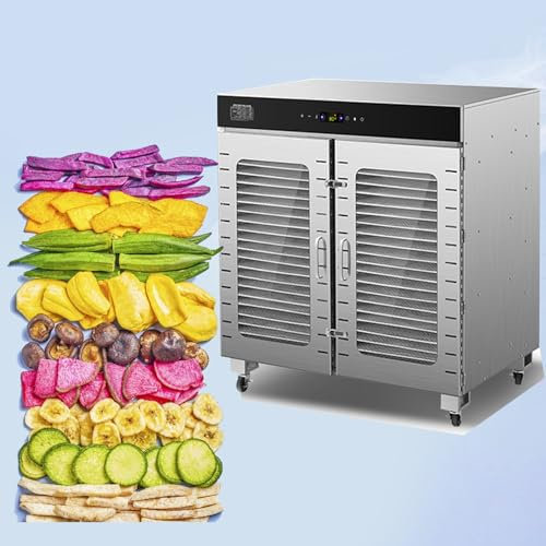 Deshidratador de alimentos de acero inoxidable, secadora de carne, secadora de frutas a 30-90 °C, secadora de carne con temporizador de 24 horas, panel táctil y luz LED, para carne, frutas 44 Tier