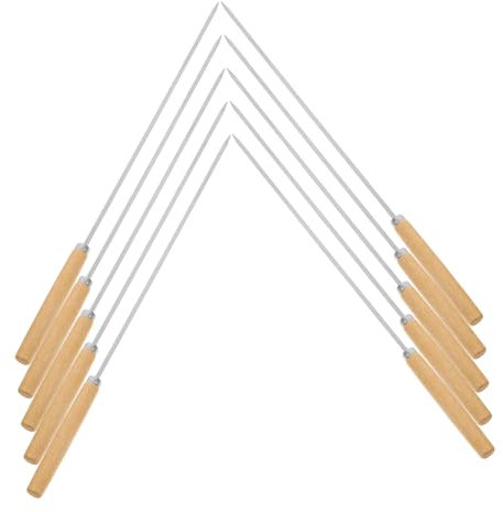 Cabilock 50 Brochetas De Acero Inoxidable Para Barbacoa Pinchos Para Carne Mango De Madera Cómodo