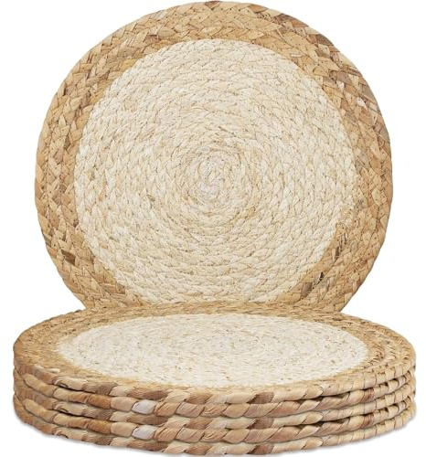 MI CASA 6er Set Boho Platzsets Rund 30cm – Handgefertigt, Hitzebeständig & Abwaschbar | Elegante Platzdeckchen Natürliche Tischsets für Küche, Wohnzimmer, Esstisch, Hochzeit, Weihnachten