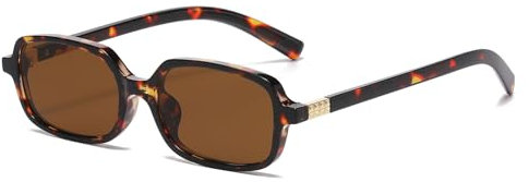 RUNHUIS Mode Rechteckige Sonnenbrille für Damen Herren, Vintage Retro Kleine Quadratische UV400 Brille (Hawksbill/Braun)