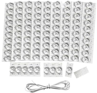 100 Stück 3 V SMD-Lampenperlen mit optischem Linsenfilter, konkave Linsenfilterstreifen für 32–65 LED-TV-Reparatur, mit 2 m Draht, LED-Lichtleiste, Teile-Zubehör