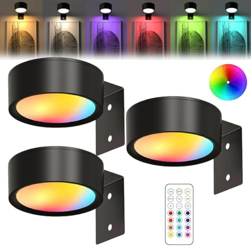 Gienslru Magnetisches Mallicht Mit 13 Beleuchtungsmodi, Bilderleuchte Kabellos, Magnetisches Mal Licht, Bild Beleuchtung Wand Kabellos Mit Fernbedienung Und Timer (Black*3+13colors)