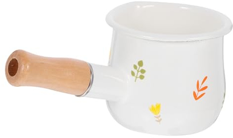 Holibanna Olla de Leche Esmaltada Mini de Color Claro Acabado Resistente al Calor, Cacerola Antiadherente Pequeña para Bebés y Cocina Diaria, Adecuada para Calentar Leche, Salsas
