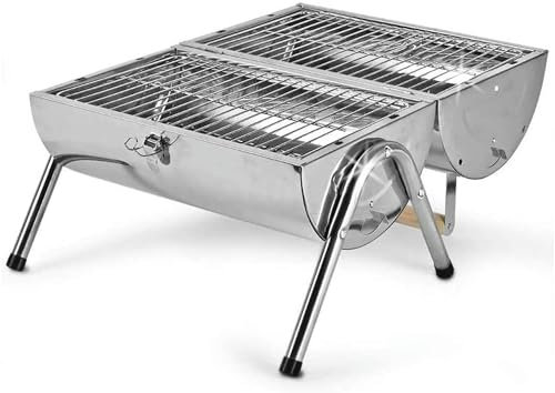 Barbecue portatile pieghevole a carbonella, in acciaio inox, mini barbecue per cucinare all'aperto, design compatto e leggero