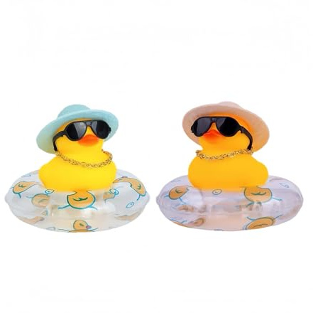 XFSRG 2 Pz Gomma Nuoto Anatra , Paperelle con accessori moda, perfette per scrivania, libreria o auto, aggiungono personalità e allegria