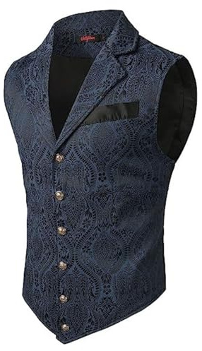 Chaleco victoriano para hombre, chaleco de traje de cachemira para hombre, corte ajustado, chaleco tradicional gótico, traje clásico medieval, chaleco steampunk para Halloween, disfraz de boda