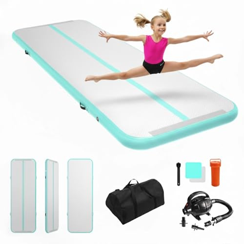 Air Tumbling Track Matte Aufblasbar 2-6m, Gymnastikmatte Turn Matte mit Luftpumpe & Tragetasche, Indoor & Outdoor, Yoga, Cheer, Fitness