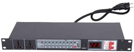 Bewinner Contrôleur de Séquence de Puissance Professionnel à 10 Canaux avec Affichage Numérique de la Tension pour Amplificateurs de Scène, Haut-parleurs, Systèmes de Sonorisation DJ et (Prise UE)