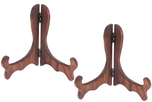 BATHVEVE Supporto Esposizione in Legno, 2 Pezzi, Cavalletto | Stabile e Affidabile, Color Caffè, Arrotondati, per Esposizione Quotidiana e Collezioni