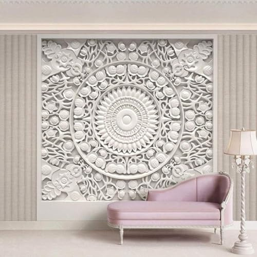 Tzxztt Artistique Blanc Plâtre Motif En Relief Tridimensionnel Papier Peint 3E Moderne Soie Texturée Haut De Gamme IdéAl Pour Le Salon Et La Chambre à Coucher-430cm×300cm