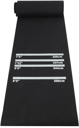 Youyijia Dartmatte mit 4 Abwurfdistanzen, 300 cm x 62 cm, rutschfeste Gummimatte für den Boden, Schwarz