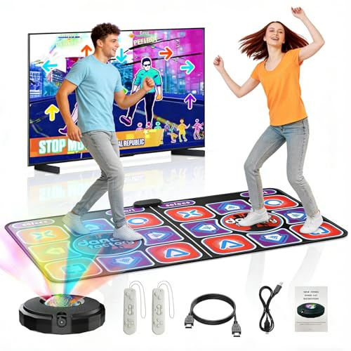 Generisch Elektronische Tanzmatte mit Kamera 4-Tasten- und 6-Tasten-Modi Dance Academy Beleuchtete Tanzpfeile Interaktives AR-Kameraspiel für Kinder 3-12 Jahre