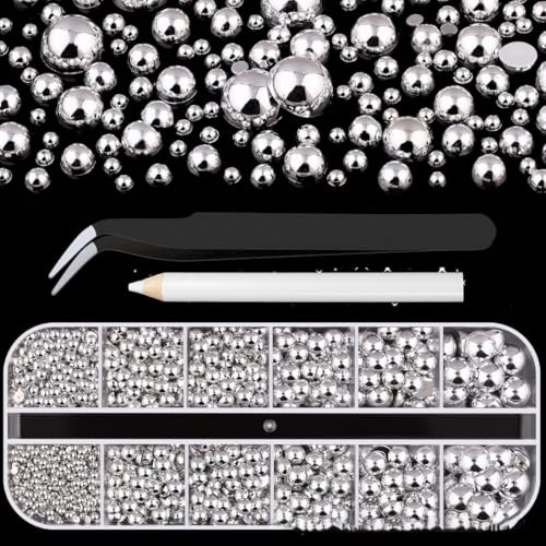 TBCDS 1 scatola Strass per Decorazioni Unghie, Brillantini per Nail Art, Decorazioni per Unghie, Cristalli Diamantati Resistenti per Manicure, DIY, Argento