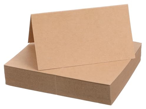 JJUNW 50 Stück Tischkarten Kraftpapier, 9x10cm Braun Blanko Platzkarten | Für Hochzeit Geburtstag Kommunion Taufe