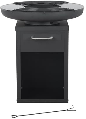Bighorn Grand Brasero Plancha grill, rund, svart, med låda och förvaring, φ80 x H 92 cm