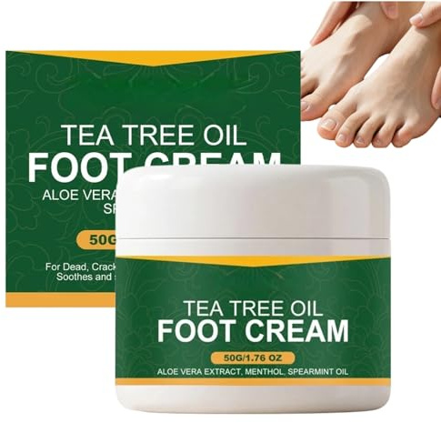 Tea Tree Oil fotkräm för spruckna klackar och förhårdnader - Intensiv återfuktande balsam för att reparera fötterna, fuktgivande te-trädvård för torra klackar (1 st)