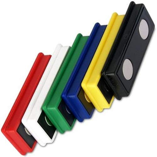 5 x Farbige Pinnwand-Magnete Haftmagnete NEODYM - 55 x 22,5 x 8,5mm - 6 Farben - Haftkraft 4,8kg - 5 Stück - Kühlschrankmagnet Memomagnet Büromagnet für Magnettafel Whiteboard Glasboard, Farbe:schwarz