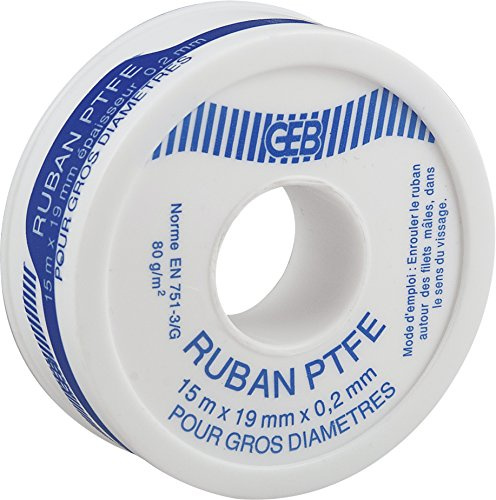GEB Ruban P.T.F.E gros diamètre Longueur 15 m, Blanc