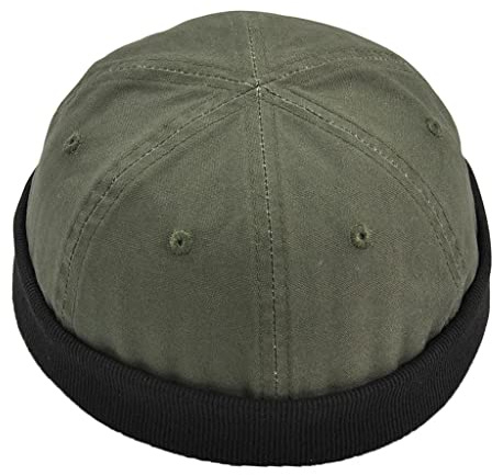 Männer Sommer Docker-Cap Dockermütze Seemannsmütze aus Baumwolle Beanie Hat Skimütze Worker Cap - Grün, 54-58cm