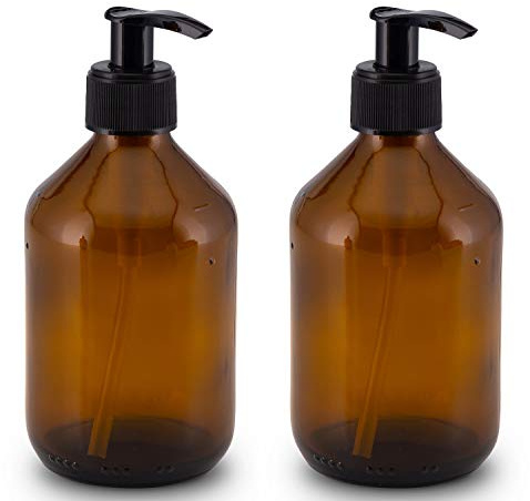 Lifestyle Lover Seifenspender aus Braunglas, Bernsteinfarben für Seife Spüli Shampoo Lotionen Braun Glas 2X 300ml