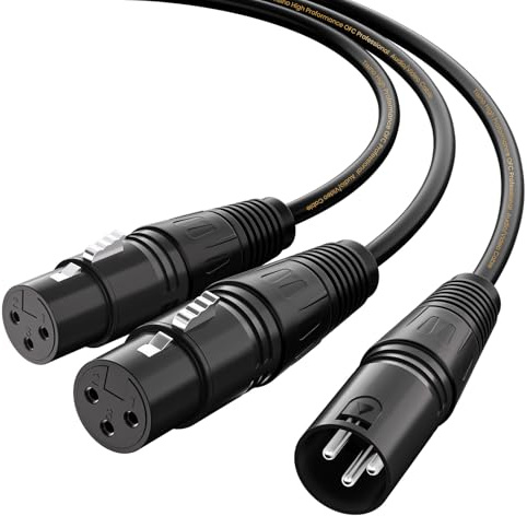 Tisino Y-Kabel, XLR-Mikrofonkombinator, symmetrischer Mikrofonadapter (2 Buchse auf 1 Stecker) – 2 m