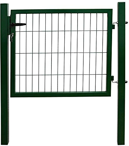 V2Aox Gartentor Tor für Gartenzaun Zaun 80 cm hoch Gartentür aus Metall für Stabmattenzaun Abschließbar inkl. Pfosten Grün