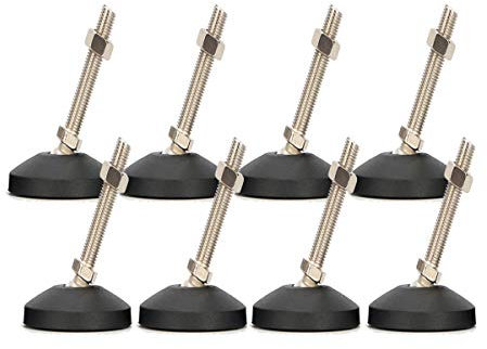 Drenky Möbelfüße Verstellbar, Edelstahl Nivellierfüße Höhenverstellbar Schwerlast 8 Stück Winkel Einstellbar Stellfüße M8 x 50mm mit Einschlagmuttern für Möbel