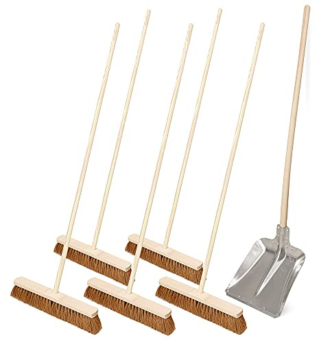 Lot de 5 fouets en coco - Longueur : 500 mm - 1 pelle en aluminium.