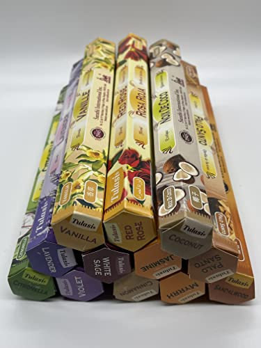 Tulasi Multi-Pack Mixed Variety Hex Incense Sticks - 12 pack, 36321