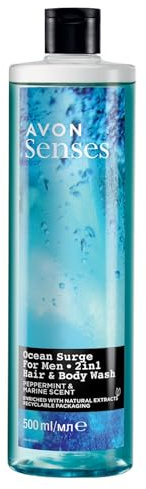 Avon Senses Ocean Surge Mint und Meer Duft Männer Duschgel für Haar und Körper 500 Ml