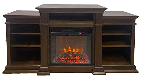 Chimenea eléctrica de suelo BIDEN de madera nogal L179 x P48 x H85