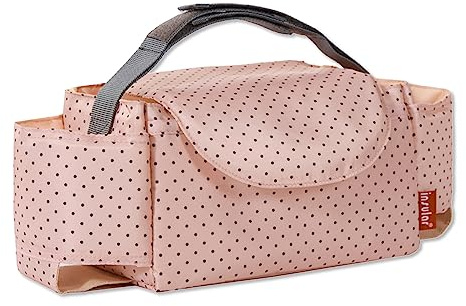 SONARIN Tragbare Kinderwagentasche Organizer,Multifunktional Wasserdicht Buggy Organizer Tasche Universal Kinderwagen Organizer Buggy Aufbewahrungstasche mit Getränkehalter(Rosa)