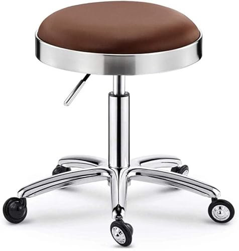 Rollhocker Hocker auf Rollen Drehbarer Bürostuhlhocker mit Rollen, Arbeitshocker mit Sitz aus rotem PU-Kunstleder, höhenverstellbar 45–58 cm, Gewichtsunterstützung 160 kg, verstellbar (Stil # The New