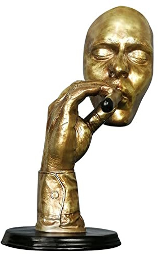 DNCG Home Office Decorations Retro Abstract Sculpture Man Smoking Cigar Creative Statue Character Resin Figurine Artwork