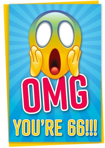 Gift Monster Lustige Geburtstagskarte zum 66. Geburtstag, OMG You're 66 Screaming Emoticon, Unisex-Erwachsene, A5, 1 Stück