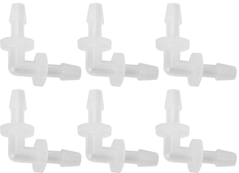 Partuto 6 Pcs Universal Automotive Vacuum Tubing Connector - Car 90 Degree 5/32 L Shaped Vacuum Tubing Connector Assortment 2 Way Vacuum Line Fittings - Plastic Transparent