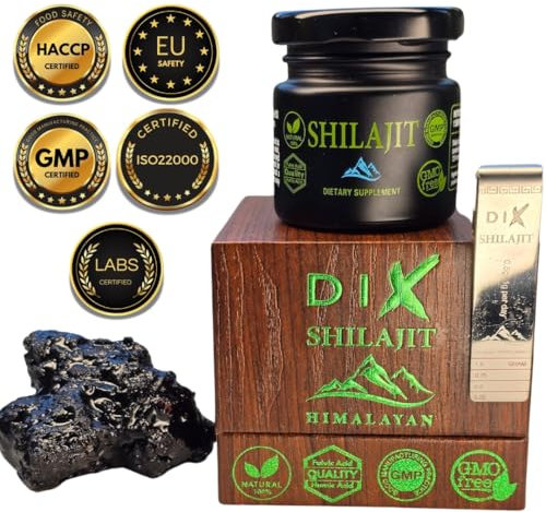 Resina de SHILAJIT del Himalaya ✦ 50g ✦ 100 Porciones ✦ Alta Altitud ✦ Sin Metales Pesados ✦ Sin Contaminación ✦ Rica en Oligoelementos ✦ Ratio 60:1 ✦ 100% Natural ✦ Sin Tratamiento Químico ✦