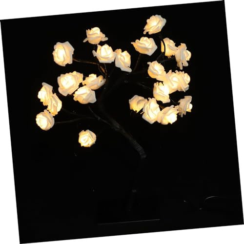 KONTONTY Lampe De Chevet Led Décorative De Rose 24 Têtes Sans Pile Lumière Chaude Romantique Intérieure Pour Ambiance Cosy Éclairage Domestique