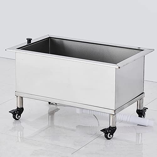 UQACHG Évier de vadrouille en Acier Inoxydable pour Montage au Sol, évier de Salle de Bain/entrepôt/Cuisine Portable, Bassin de Service de vadrouille avec Bouton de vidange, évi,Kit 2-73 x 45x 43cm